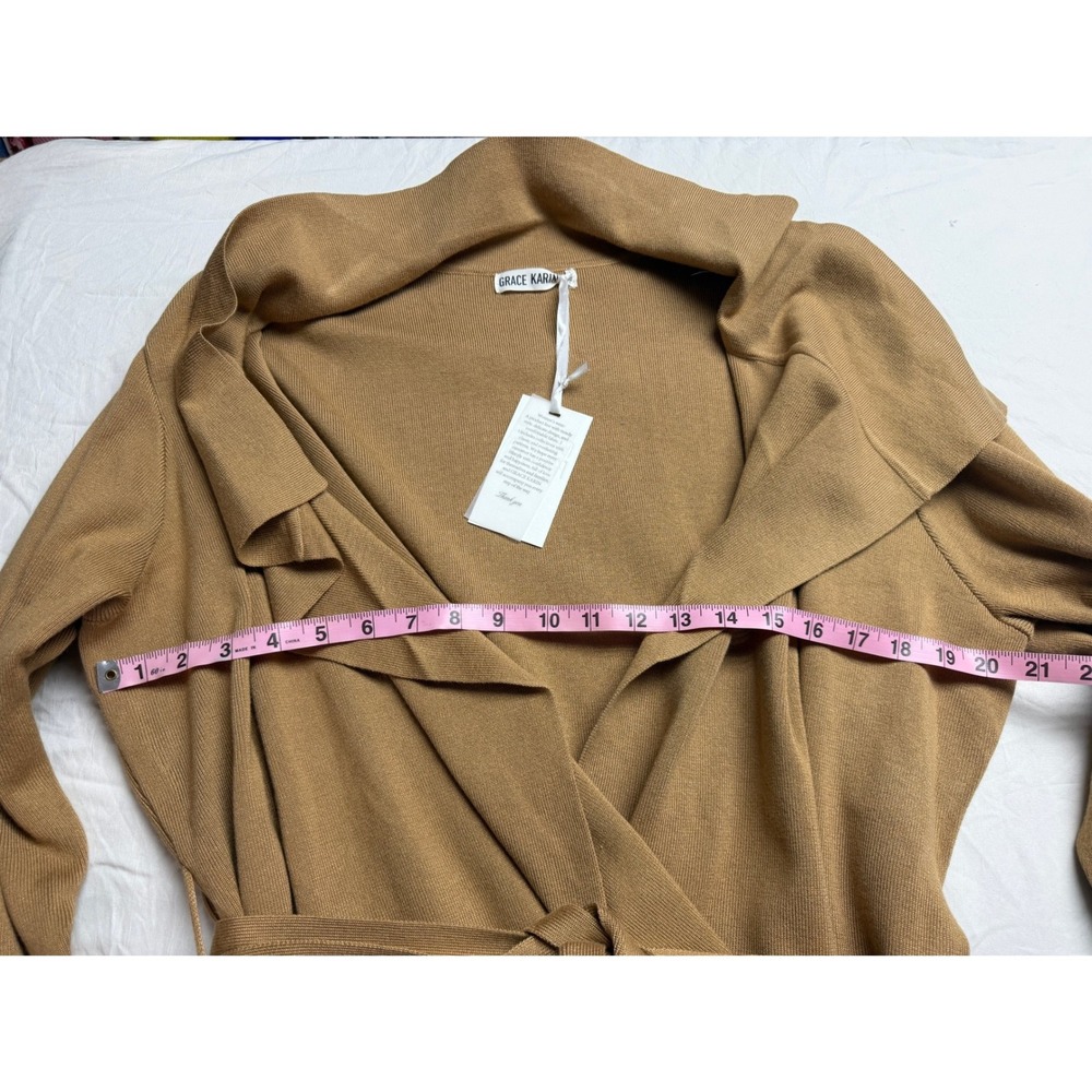 New With Tags Grace Karin Women's Camel Tie Belt Cardigan Size 2XL - Picture 4 of 7